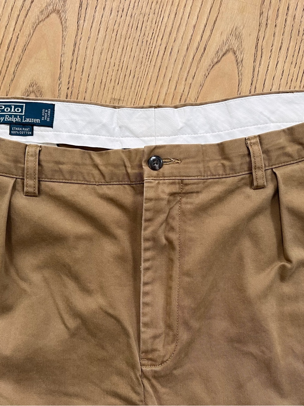 Polo by Ralph Lauren Tan Pleated Cotton Chinos